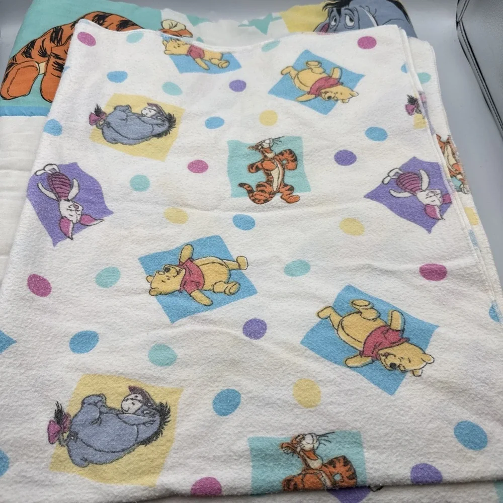 VTG Y2K Winnie the Pooh Comforter Baby Blanket & Receiving Blanket Disney 1994